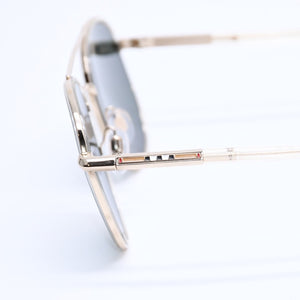 極美品 BURBERRY バーバリー ダブルブリッジ チェック柄 サングラス DY3487626 メタル ゴールド金具 サイズ55◻︎20 中古 4a008499