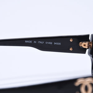 Very Good Condition CHANEL Sunglasses Eyewear 01452 94305 Black Gold Hardware Used 4a008514