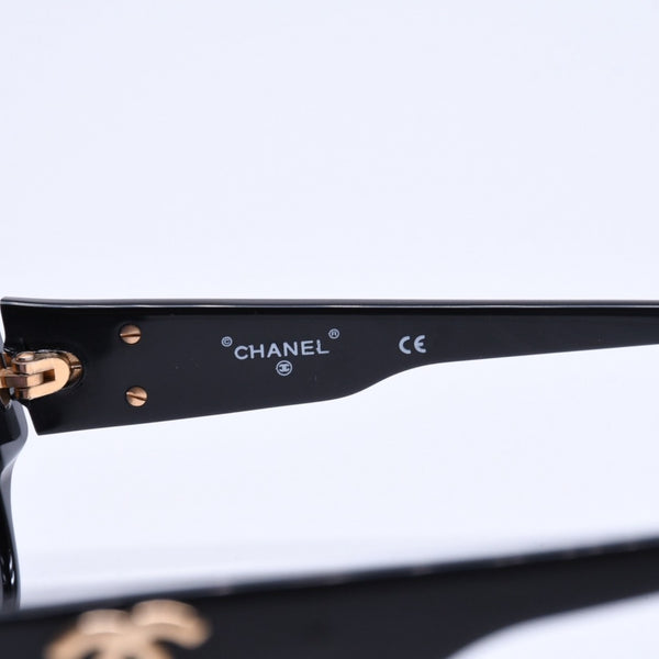 Very Good Condition CHANEL Sunglasses Eyewear 01452 94305 Black Gold Hardware Used 4a008514
