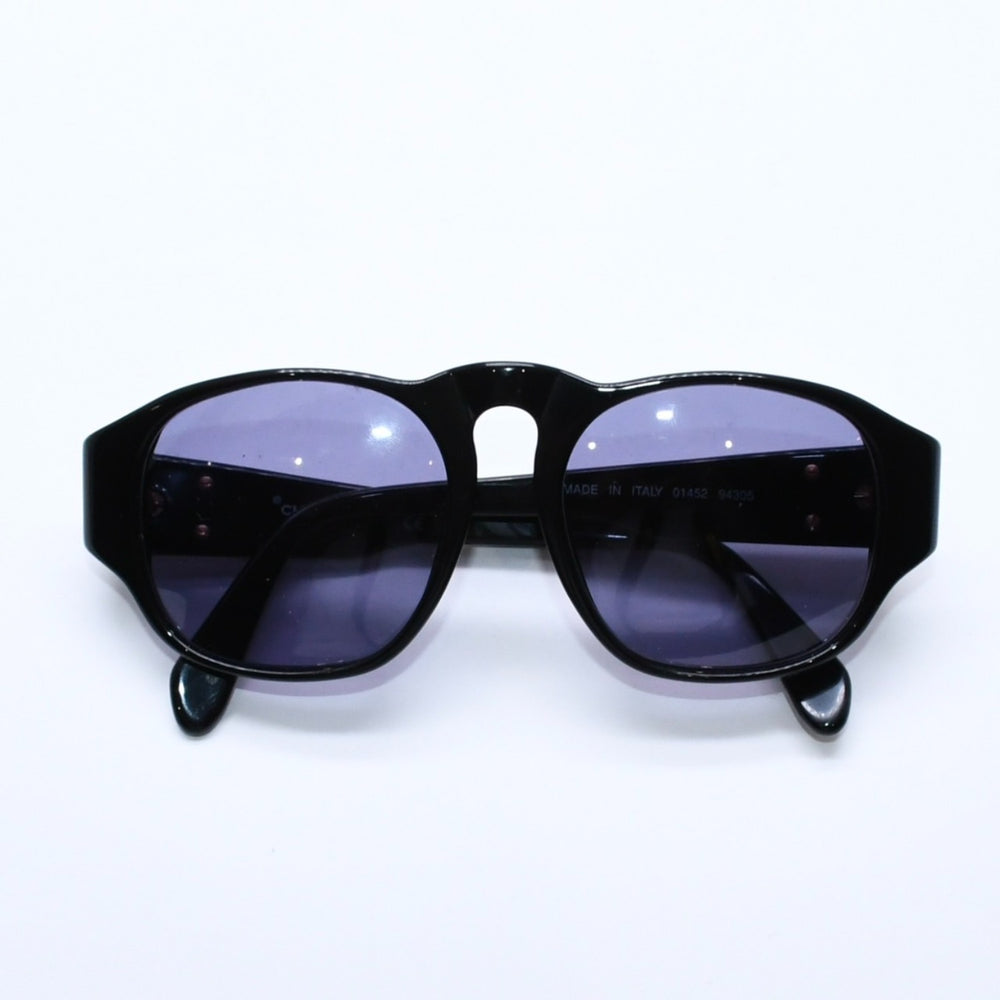 極美品 CHANEL シャネル Sunglasses サングラス アイウェア 01452 94305 ブラック ゴールド金具 中古 4a008514