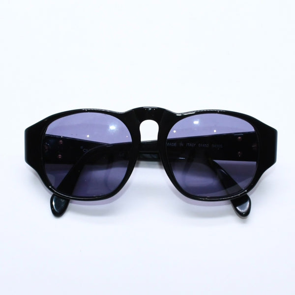 Very Good Condition CHANEL Sunglasses Eyewear 01452 94305 Black Gold Hardware Used 4a008514