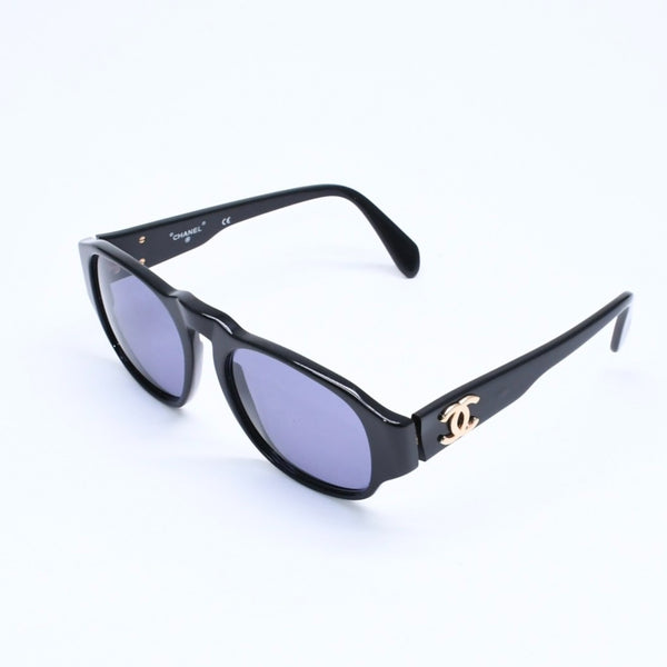 Very Good Condition CHANEL Sunglasses Eyewear 01452 94305 Black Gold Hardware Used 4a008514