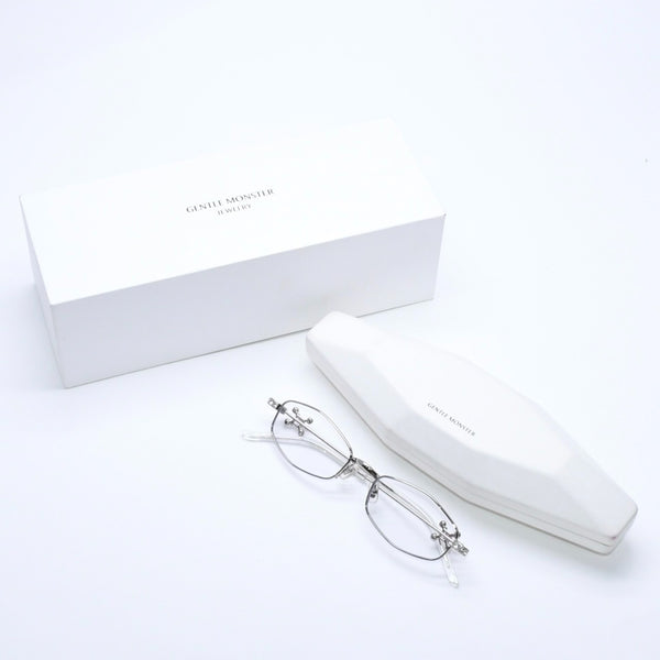 新品同様 GENTLE MONSTER ジェントルモンスター Gleam02 サングラス メガネ メタル ラインストーン シルバー金具 中古 4a008440