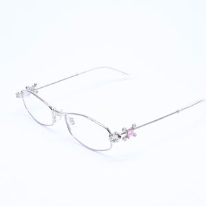 新品同様 GENTLE MONSTER ジェントルモンスター Gleam02 サングラス メガネ メタル ラインストーン シルバー金具 中古 4a008440