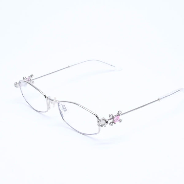 新品同様 GENTLE MONSTER ジェントルモンスター Gleam02 サングラス メガネ メタル ラインストーン シルバー金具 中古 4a008440
