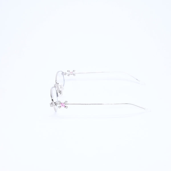 新品同様 GENTLE MONSTER ジェントルモンスター Gleam02 サングラス メガネ メタル ラインストーン シルバー金具 中古 4a008440