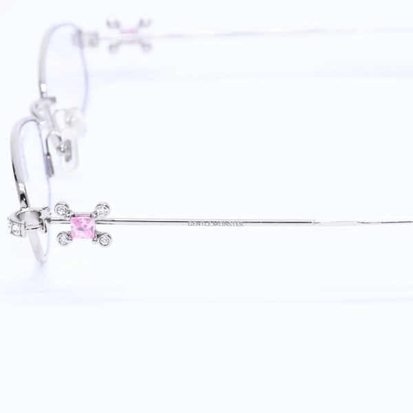 新品同様 GENTLE MONSTER ジェントルモンスター Gleam02 サングラス メガネ メタル ラインストーン シルバー金具 中古 4a008440