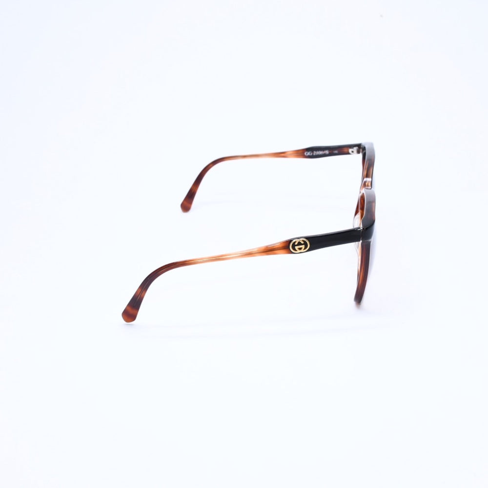 Very Good Condition GUCCI Gucci Teardrop Sunglasses Eyewear Interlocking GG2106/S Brown Gold Used 4a008436