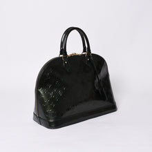 画像をギャラリービューアに読み込む, LOUIS VUITTON ルイヴィトン アルマGM ハンドバッグ M91612 モノグラム ヴェルニ ブルーニュイ ゴールド金具 美品 中古 4a000753
