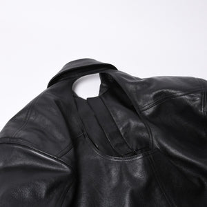 新品未使用 BALENCIAGA バレンシアガ ハンドバック シャツバッグ close bag 811992 レザー ブラック 中古 4a000855
