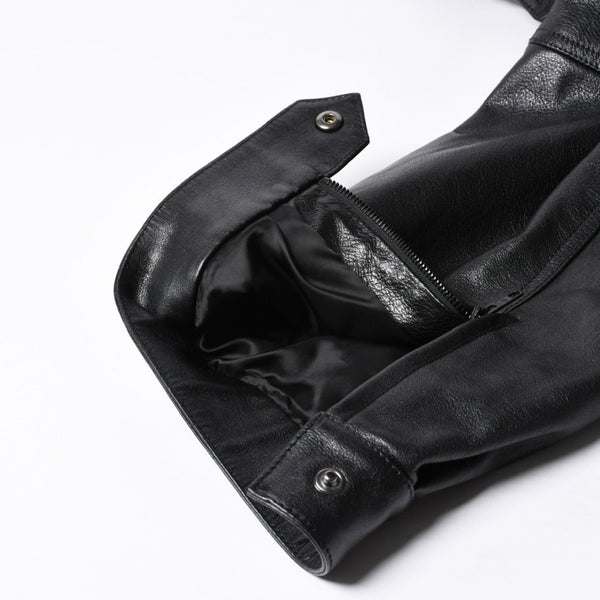 新品未使用 BALENCIAGA バレンシアガ ハンドバック シャツバッグ close bag 811992 レザー ブラック 中古 4a000855