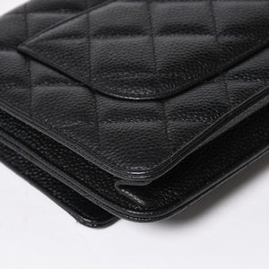 新品同様 CHANEL シャネル チェーンウォレット 長財布 AP0250 ランダム番台 ココマーク キャビアスキン ブラック ゴールド金具 中古 4a009065