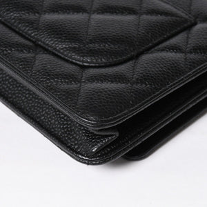 新品同様 CHANEL シャネル チェーンウォレット 長財布 AP0250 ランダム番台 ココマーク キャビアスキン ブラック ゴールド金具 中古 4a009065