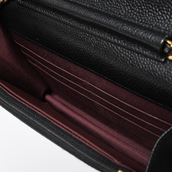 新品同様 CHANEL シャネル チェーンウォレット 長財布 AP0250 ランダム番台 ココマーク キャビアスキン ブラック ゴールド金具 中古 4a009065