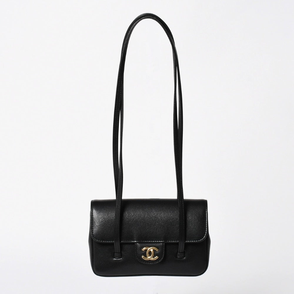 新品同様 CHANEL シャネル ストラップ クラッチ ワンショルダーバッグ AP5068 ランダム番台 ココマーク キャビアスキン 中古 4a009073