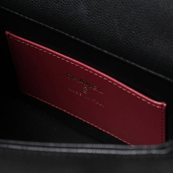 新品同様 CHANEL シャネル ストラップ クラッチ ワンショルダーバッグ AP5068 ランダム番台 ココマーク キャビアスキン 中古 4a009073