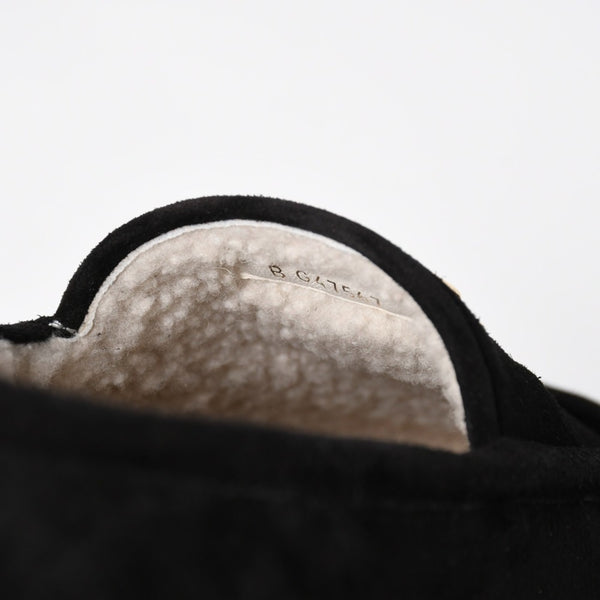 新品同様 CHANEL シャネル スウェード ローファー シューズ G47567 サイズ42 1/2 ココマーク ラムシアリング ブラック 中古 4a009087