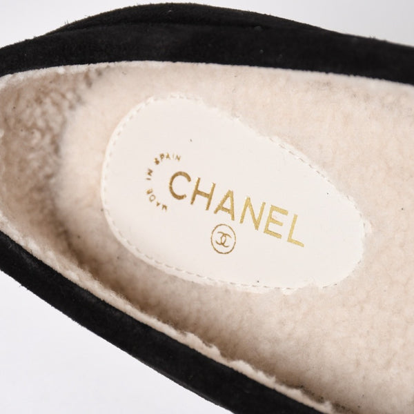 新品同様 CHANEL シャネル スウェード ローファー シューズ G47567 サイズ42 1/2 ココマーク ラムシアリング ブラック 中古 4a009087