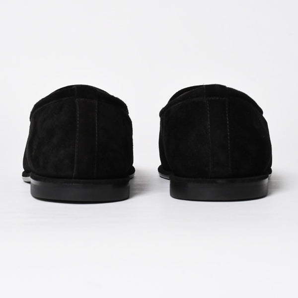 新品同様 CHANEL シャネル スウェード ローファー シューズ G47567 サイズ42 1/2 ココマーク ラムシアリング ブラック 中古 4a009087