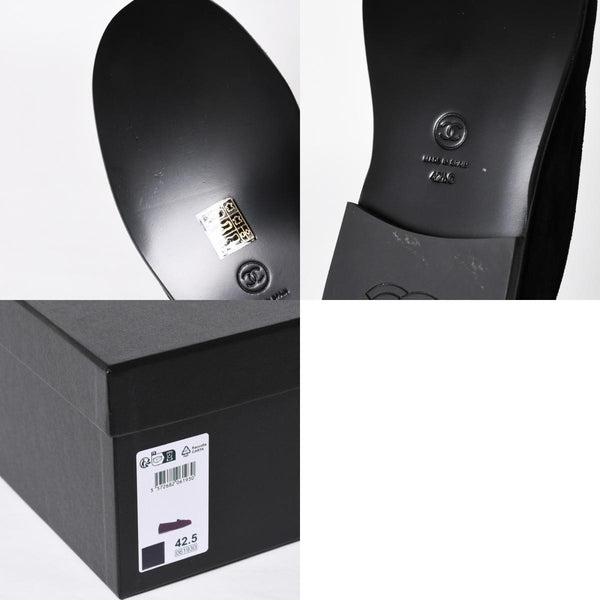 新品同様 CHANEL シャネル スウェード ローファー シューズ G47567 サイズ42 1/2 ココマーク ラムシアリング ブラック 中古 4a009087