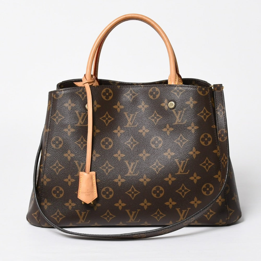 極美品 LOUIS VUITTON ルイヴィトン モンテーニュMM モノグラム ハンドバッグ M41056 ブラウン 中古 4a009085