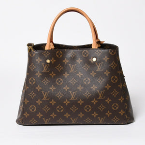 極美品 LOUIS VUITTON ルイヴィトン モンテーニュMM モノグラム ハンドバッグ M41056 ブラウン 中古 4a009085