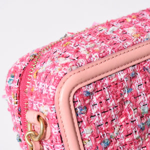 極美品 CHANEL シャネル CCフィリグリー スモール バニティバッグ ショルダーバッグ 27番台 ツイード ピンク マットゴールド金具 中古 4a009074