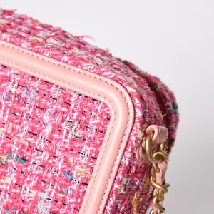 極美品 CHANEL シャネル CCフィリグリー スモール バニティバッグ ショルダーバッグ 27番台 ツイード ピンク マットゴールド金具 中古 4a009074