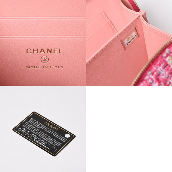 極美品 CHANEL シャネル CCフィリグリー スモール バニティバッグ ショルダーバッグ 27番台 ツイード ピンク マットゴールド金具 中古 4a009074