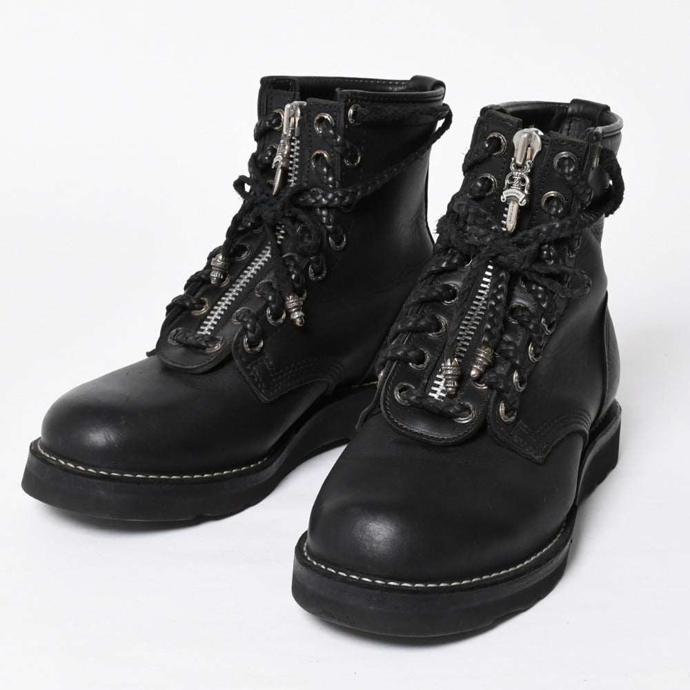 極美品 CHROME HEARTS クロムハーツ × WESCO ウエスコ FIREMAN CENTER ZIP ファイヤーマンブーツ サイズ8 1/2E ブラック 中古 4a009092