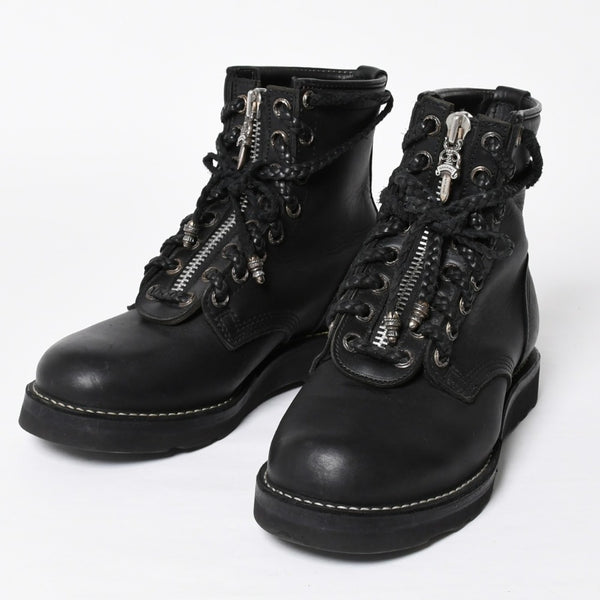 極美品 CHROME HEARTS クロムハーツ × WESCO ウエスコ FIREMAN CENTER ZIP ファイヤーマンブーツ サイズ8 1/2E ブラック 中古 4a009092