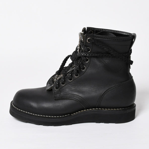 極美品 CHROME HEARTS クロムハーツ × WESCO ウエスコ FIREMAN CENTER ZIP ファイヤーマンブーツ サイズ8 1/2E ブラック 中古 4a009092