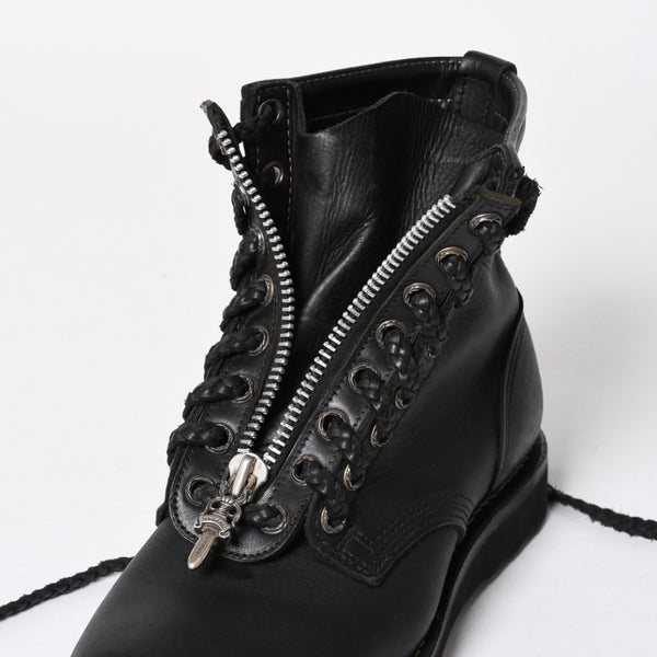 極美品 CHROME HEARTS クロムハーツ × WESCO ウエスコ FIREMAN CENTER ZIP ファイヤーマンブーツ サイズ8 1/2E ブラック 中古 4a009092