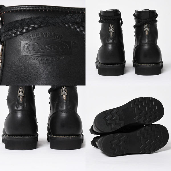 極美品 CHROME HEARTS クロムハーツ × WESCO ウエスコ FIREMAN CENTER ZIP ファイヤーマンブーツ サイズ8 1/2E ブラック 中古 4a009092