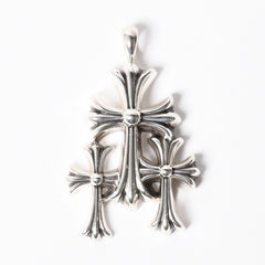 極美品 CHROME HEARTS クロムハーツ トリプルクロス 3CH CRS SML 3CH クロス シルバーペンダントトップ シルバー 925 中古 4a008603