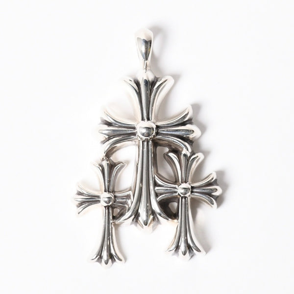 極美品 CHROME HEARTS クロムハーツ トリプルクロス 3CH CRS SML 3CH クロス シルバーペンダントトップ シルバー 925 中古 4a008603