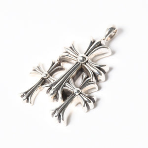 極美品 CHROME HEARTS クロムハーツ トリプルクロス 3CH CRS SML 3CH クロス シルバーペンダントトップ シルバー 925 中古 4a008603