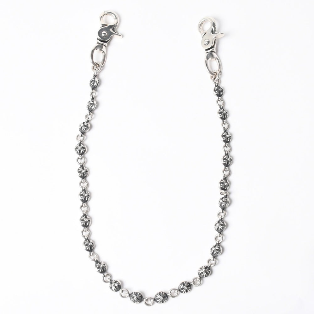 極美品 CHROME HEARTS クロムハーツ 2BALL LONG-S クロスボール ウォレットチェーン #2 2クリップ ロング 重量約211.3g 22ボール 中古 4a008855