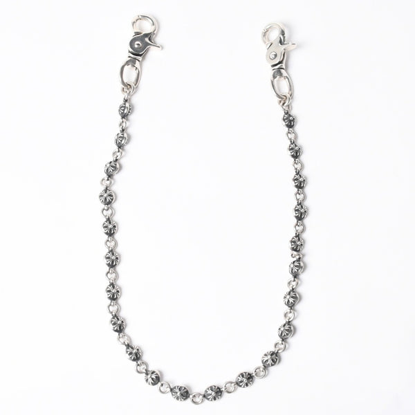 極美品 CHROME HEARTS クロムハーツ 2BALL LONG-S クロスボール ウォレットチェーン #2 2クリップ ロング 重量約211.3g 22ボール 中古 4a008855