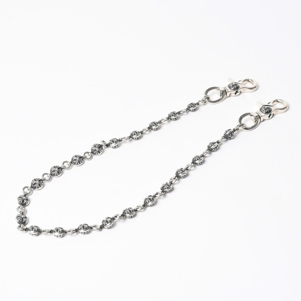極美品 CHROME HEARTS クロムハーツ 2BALL LONG-S クロスボール ウォレットチェーン #2 2クリップ ロング 重量約211.3g 22ボール 中古 4a008855