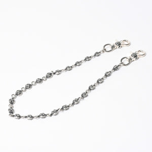 極美品 CHROME HEARTS クロムハーツ 2BALL LONG-S クロスボール ウォレットチェーン #2 2クリップ ロング 重量約211.3g 22ボール 中古 4a008855