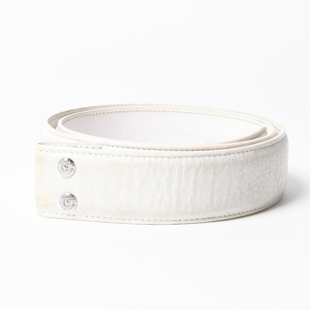 CHROME HEARTS クロムハーツ Horseshoe Revet Leather Belt Size 32 ベルト ホースシューリベット レザーベルト アイボリー シルバー金具 5個穴 美品 中古 4a008570