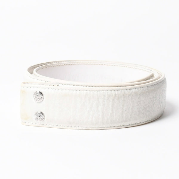 CHROME HEARTS クロムハーツ Horseshoe Revet Leather Belt Size 32 ベルト ホースシューリベット レザーベルト アイボリー シルバー金具 5個穴 美品 中古 4a008570