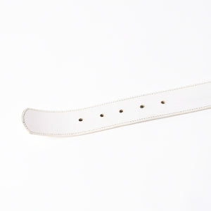 CHROME HEARTS クロムハーツ Horseshoe Revet Leather Belt Size 32 ベルト ホースシューリベット レザーベルト アイボリー シルバー金具 5個穴 美品 中古 4a008570