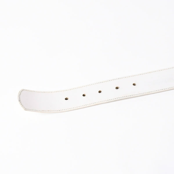 CHROME HEARTS クロムハーツ Horseshoe Revet Leather Belt Size 32 ベルト ホースシューリベット レザーベルト アイボリー シルバー金具 5個穴 美品 中古 4a008570