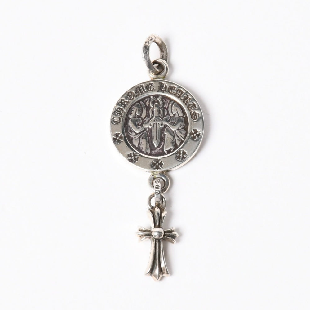 新品同様 CHROME HEARTS クロムハーツ V2 BABY FAT ANGEL MEDAL CHARM V2 ベイビーファット エンジェルメダルチャーム 重量約8.38g 中古 4a006144