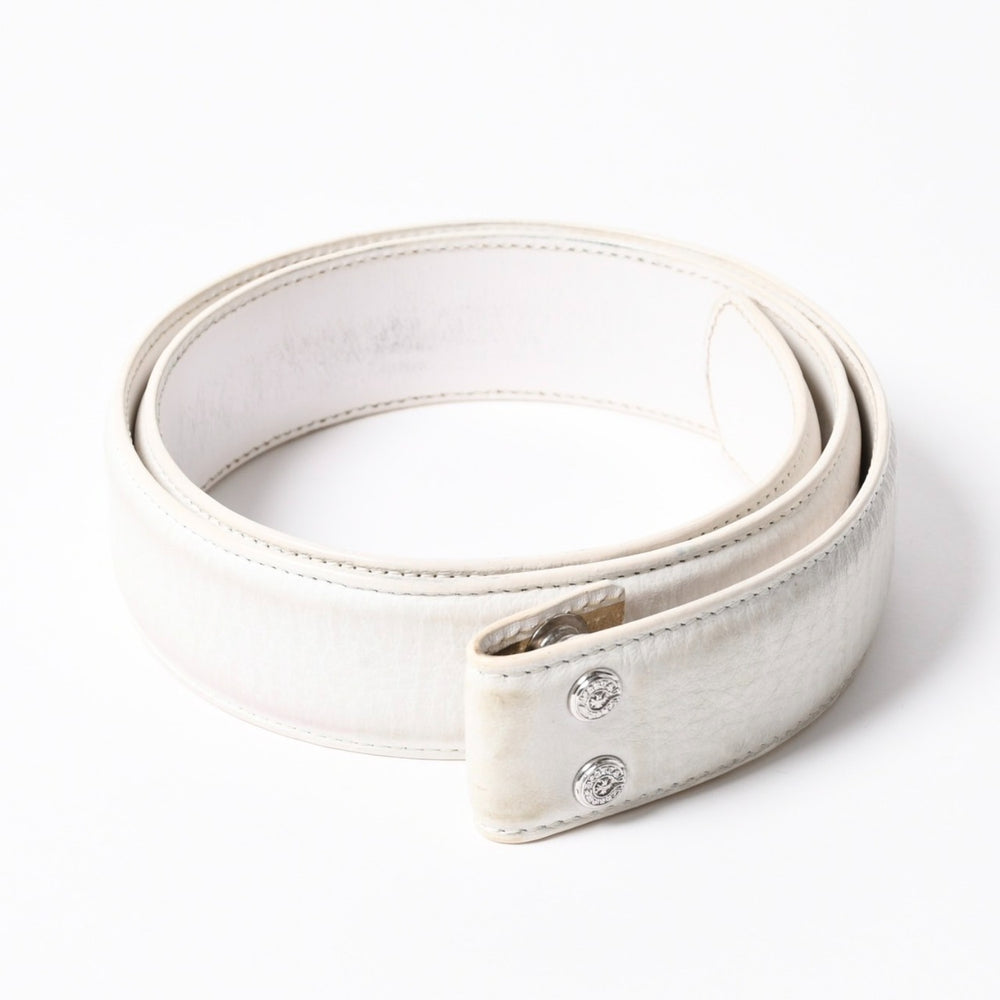 CHROME HEARTS クロムハーツ Horseshoe Revet Leather Belt Size 32 ベルト ホースシューリベット レザーベルト アイボリー シルバー金具 5個穴 美品 中古 4a008570