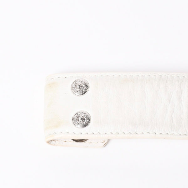 CHROME HEARTS クロムハーツ Horseshoe Revet Leather Belt Size 32 ベルト ホースシューリベット レザーベルト アイボリー シルバー金具 5個穴 美品 中古 4a008570