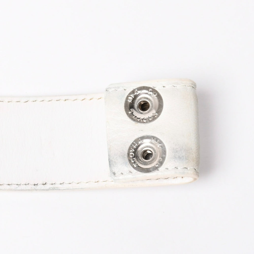 CHROME HEARTS クロムハーツ Horseshoe Revet Leather Belt Size 32 ベルト ホースシューリベット レザーベルト アイボリー シルバー金具 5個穴 美品 中古 4a008570