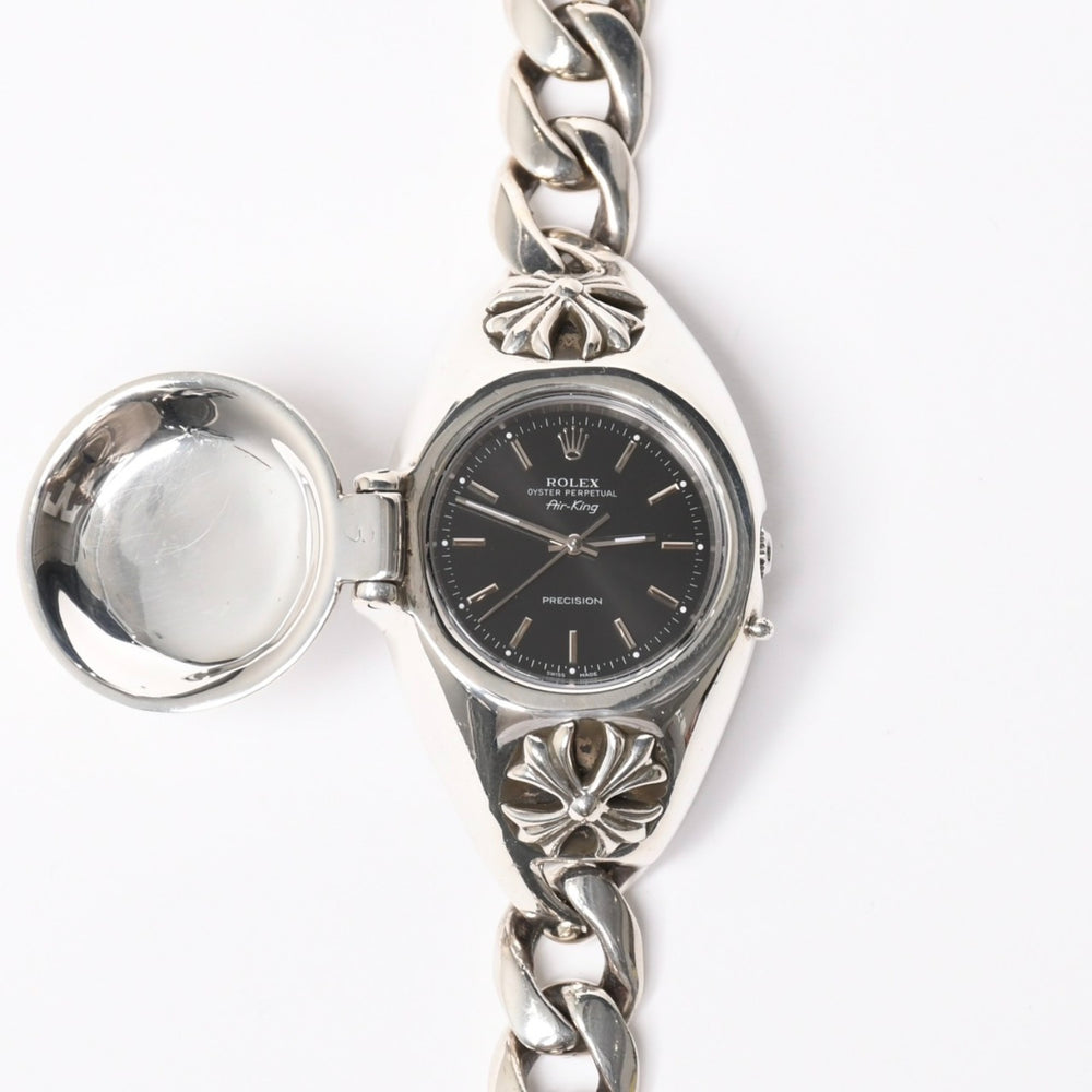 極美品 CHROME HEARTS クロムハーツ × ROLEX ロレックス オイスター パーペチュアル エアキング 腕時計 14000 重量195.74g AT SS 中古 4a008599